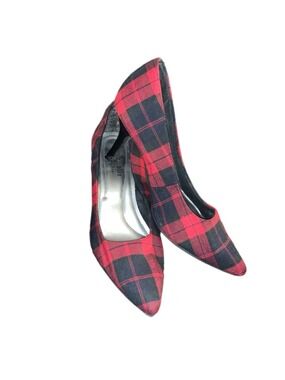 Comfort Plus by Predictions Red Black Plaid Heels Size 10